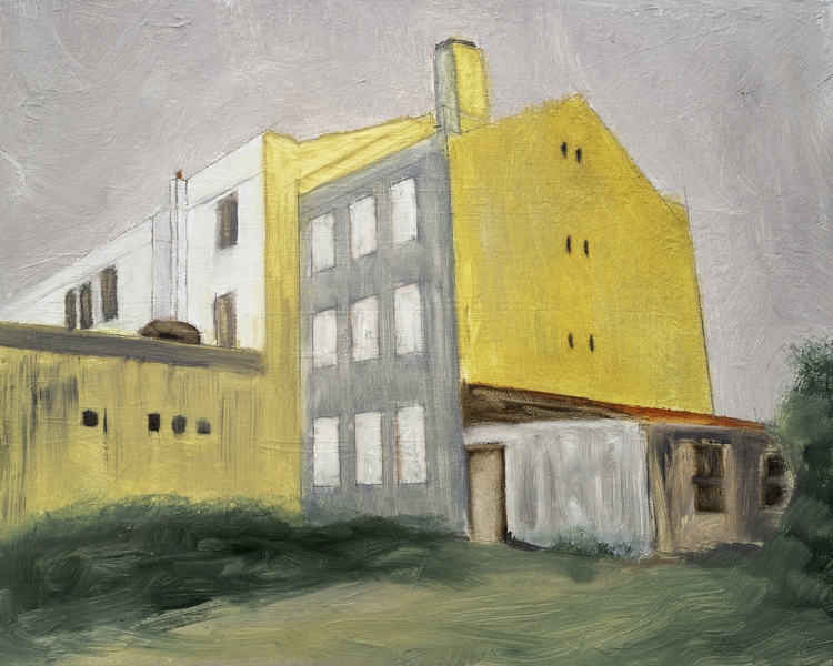 Building with a Yellow Wall  Oil on canvas  16 x 20''