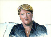 Clare Balding, Broadcaster  9 x 12''  mixed media on watercolour paper