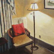 Interior with Red Cushion  12" x 12"  (acrylic)  SOLD