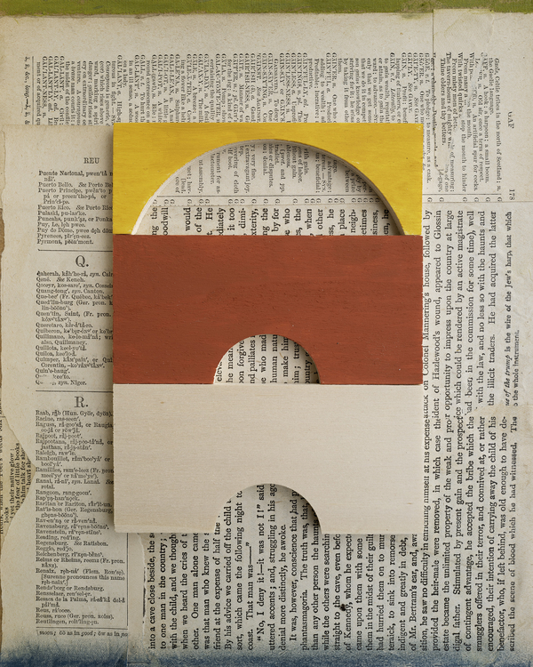The Fear of Little Books  Mixed media on panel  8 x 10''