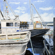 Working Boats  12" x 12" (oil)